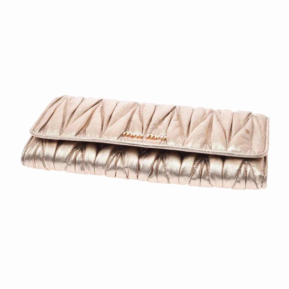 Miu MIu Matelasse Long Wallet Gold Leather - Picture 3 of 8